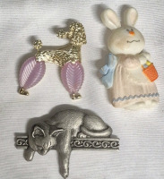 Cat Brooch by JJ and Bunny & Poodle Brooches