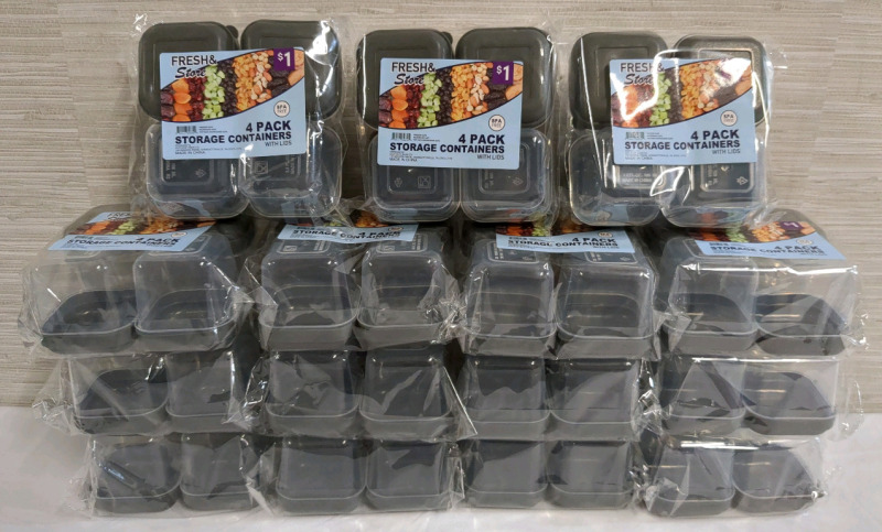 15 New Packs of 4 Small Storage Containers with Lids 100mL Capacity