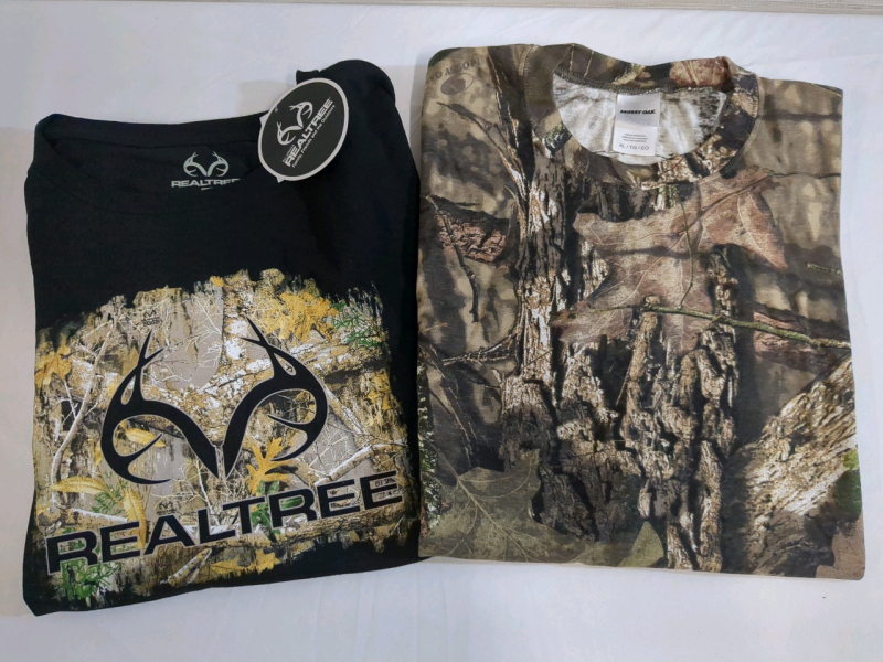 2 New XL Realtree & Mossy Oak T-Shirts & Cut Off Sleeve Shirts