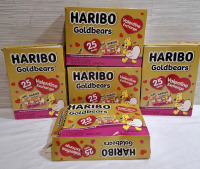 New 5 Haribo Goldbears Gummi Candy Boxes | 25bags per box | Net WT 10.1 oz per box | Measurements: 8" X 5.8" each box | Best Before- 11/2025