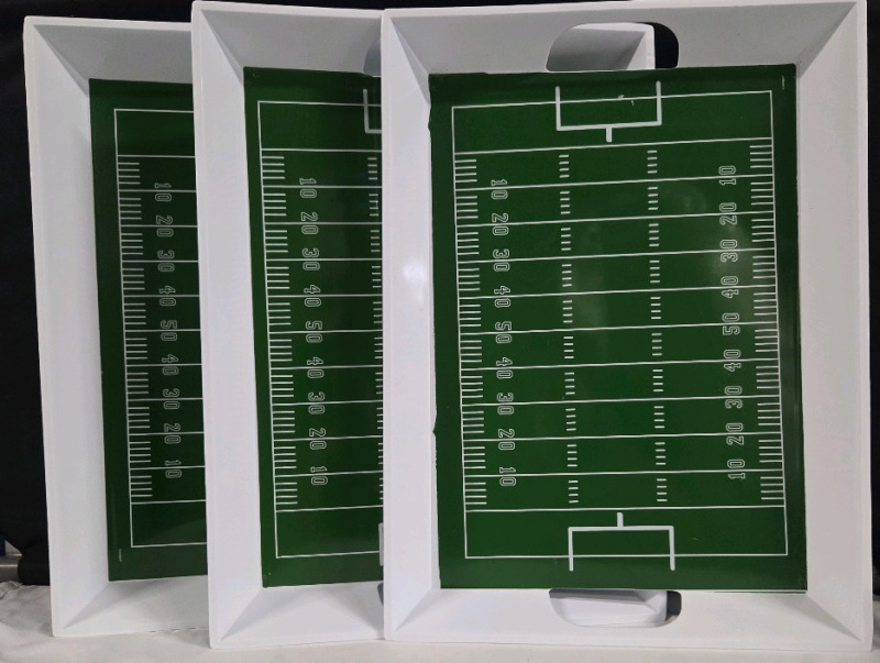 3 New | 20" x 15" Football Themed Serving Trays