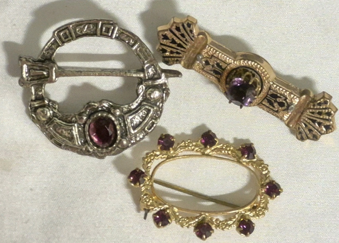 Purple Stone Brooches with Detailing