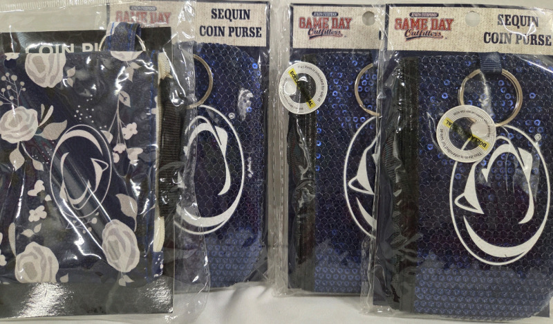 4 New | Penn State Nittany Lions Coin Purses (3) 5" x 3" Sequin Purse & (1) 4" x 3" Floral Purse