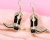 Funky Exquisite Rhinestones Enamel Inlaid Western Cowboy Riding Boots Earrings Sheppard Hook Approximately 2 Inch Drop - 2