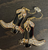 Funky Exquisite Rhinestones Enamel Inlaid Western Cowboy Riding Boots Earrings Sheppard Hook Approximately 2 Inch Drop - 4