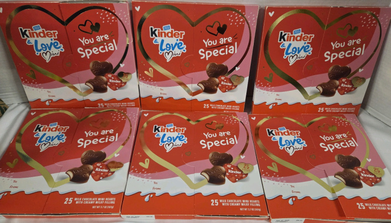 6 New | 25 pcs Ea. KINDER Mini Hearts | 107g ea.