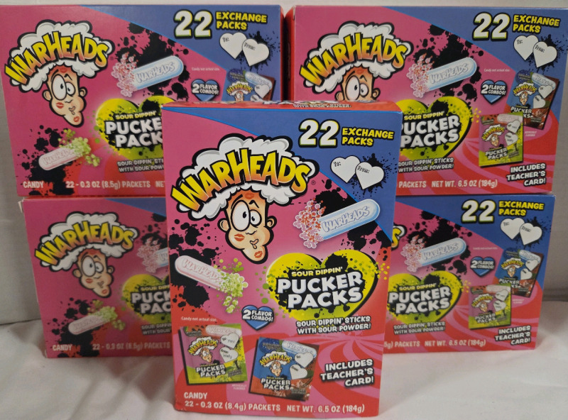 5 New Boxes | WARHEADS Sour Dippin Sticks with Sour Powder | 22 Packs and Box 184g ttl