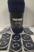 5 New | Penn State Nittany Lions Team Spirit Lot | (1) 40" x 60" Fleece Throw & (10) Car Coasters