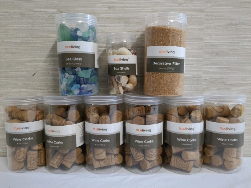 New Indoor Decoration Accent Bundle With Shells, Corks, Sea Glass, Sand