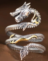 Dragon Ring Vintage-Inspired Dragon Ring - Adjustable Approximately 1 Inch Height Textured Detailed