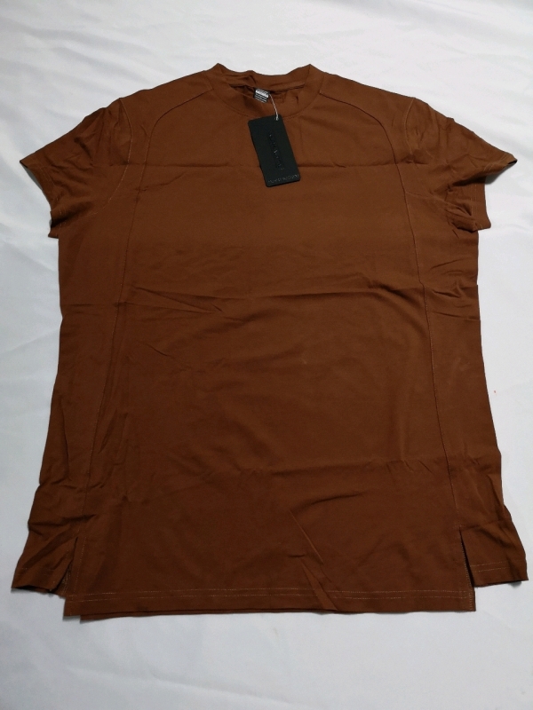 New ALPHALETE Men's sz Large Premium Stepped Hem Short Sleeve (Mahogany)