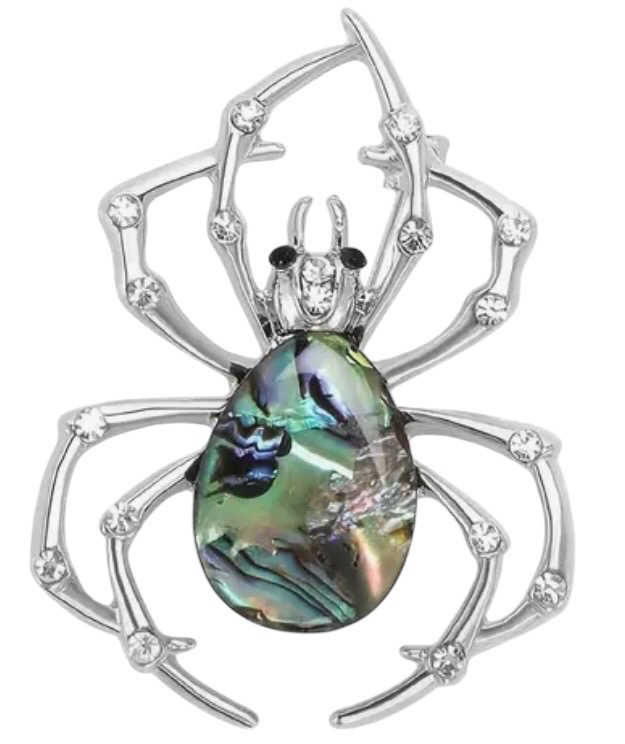 Spider Retro Abalone Style Rhinestone Brooch Approximately 1.85 x 1.40 Inch
