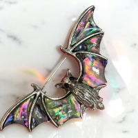 Natural Abalone Bat Wings Vintage Style Brooch Approximately 2.6 x 1.4 Inch