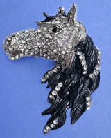 Rhinestone Horse Vintage Western Rhinestone Brooch Intricate Craftsmanship Approximately 1.85 x 2.75 Inch Beautiful