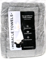New MIRACLE TOWELS 3-Piece 100% Cotton Silver Infused Bath Towel Set : Stone