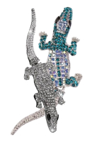 Two Rhinestone Crocodile Alligator Articulated Tail Brooches Approximately 2.75 x .9 Inch More in description