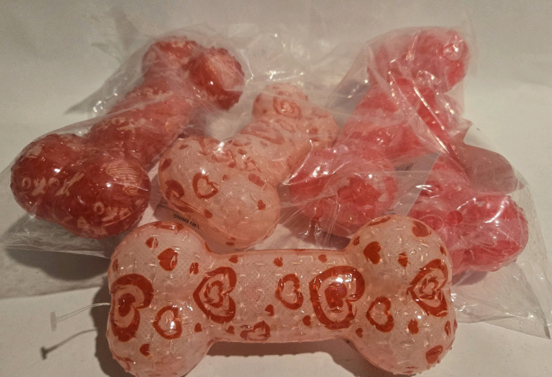 6 New | Assorted Rubber Squeaky Dog Toys | 6.5" x 3"