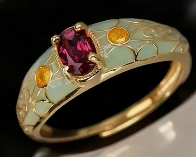 Elegant S925 Silver Garnet Ring with Adjustable Band Vintage-Inspired Mosaic Design Stamped Polish Cloth Included