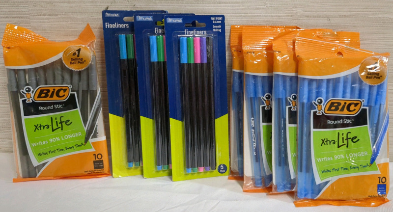 New Stationary Bundle with Bic Pens and Fineliner Markers