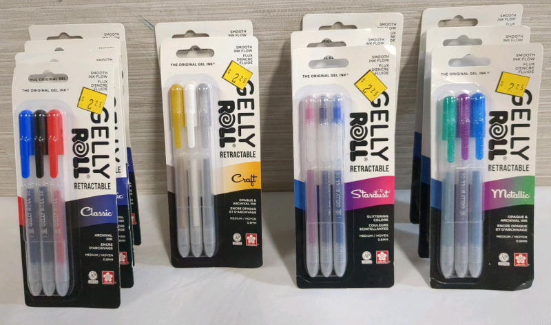 12 New Packs Gelly Roll Multi Coloured Retractable Pens