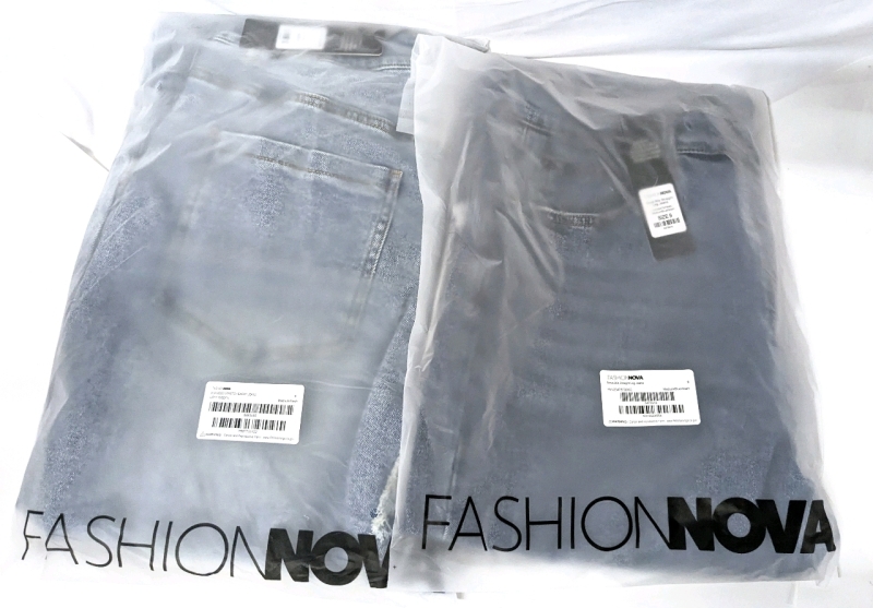 2 New Pairs Size 9 Women's FASHION NOVA Jeans : In A Mood Stretch Baggy Jeans (Medium Wash) & Nova 90s Straight Leg Jeans (Medium Blue Wash) | Over $50 Retail Value!