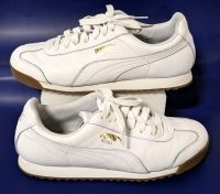 PUMA Adult Roma Classic Gum Sneakers: White/Team Gold (Size 9.5)