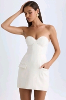 New Size 8 Women's OH POLLY Arta Strapless Structured Tulip Mini Dress in Vanilla | Retails $113!