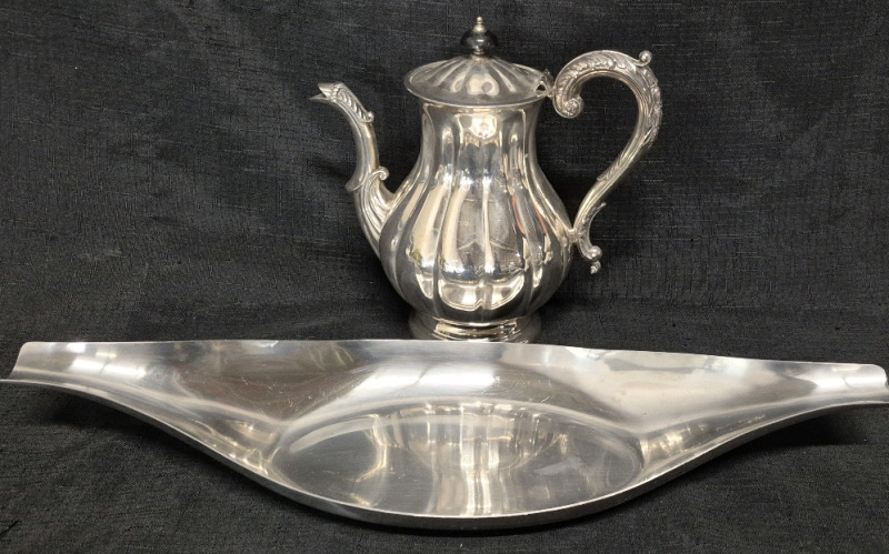 Vintage Marlboro Plate Coffee Pot & Satin Steel Centerpiece London