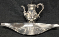Vintage Marlboro Plate Coffee Pot & Satin Steel Centerpiece London