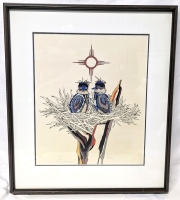 Signed Framed Limited Edition "Baby Herons" Indigenous Art Print