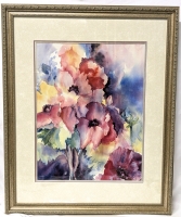 Stunning Huge Signed Possibly Original Floral Watercolour Art by Hamilton Artist BARB SPANOS Framed & Matted - 27.15" &times; 33.3"