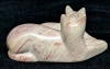 Lovely Super Polished Pink Soapstone Carved Cat Duo Holding "Hands" - 2.25" Tall - 3