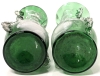 Pair of Antique Victorian Emerald Green Glass with Gold Gilt Mary Gregory Vases with Hand Painted Children & Crimped Clear Glass Ruffles - 6.25" - 6.4" Tall, Chips Throughout Rims - 8