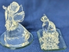 3 Pieces Signed SWAROVSKI : Large Angel 3.75" With Repaired Hand, Seated Cat 1.75" With Chips in Ear Tips & 1" Hedgehog + 2 Mirror Bases - 2