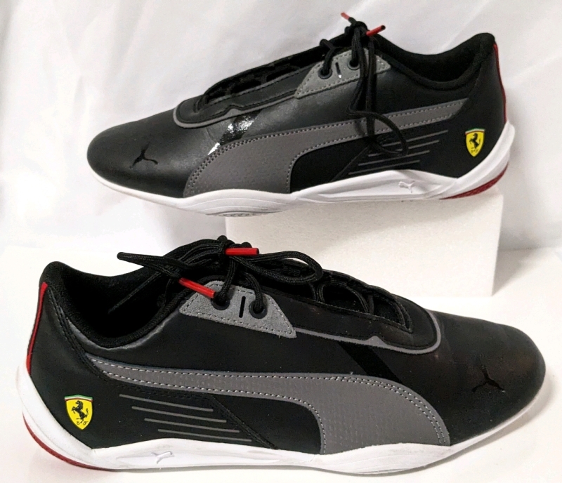 New PUMA Adults Ferrari R-Cat Nachina Sneajers: Black, Smoked Pearl, White (Size 9.5)
