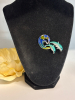 Enameled Dolphin Brooch Artistic Design Marine-Themed with Blue and White Glazed Dolphins Playful Water<br/>Approximately 1.18 x 2.16 Inch - 3