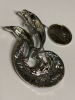 Enameled Dolphin Brooch Artistic Design Marine-Themed with Blue and White Glazed Dolphins Playful Water<br/>Approximately 1.18 x 2.16 Inch - 5