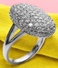 New 925 Silver Oval CZ Cluster Ring Exquisite Stamped <br/>Approximately .75 Inch Open Side Shank Size 7 - 2