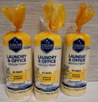 3 New Laundry & Office Medium Trash Packets | 45 bags per Packet | 30.2L each with Twist Tie