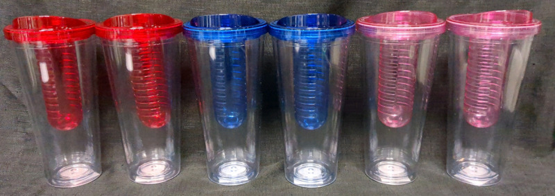6 New Plastic Travel Cups with Inner Filter Bundle
