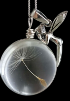 Dandelion Seed Glass Globe Pendant Necklace Angel Fairy Charm Accent on Chain Approximately 17 Inch Chain 1.75 Inch Pendant