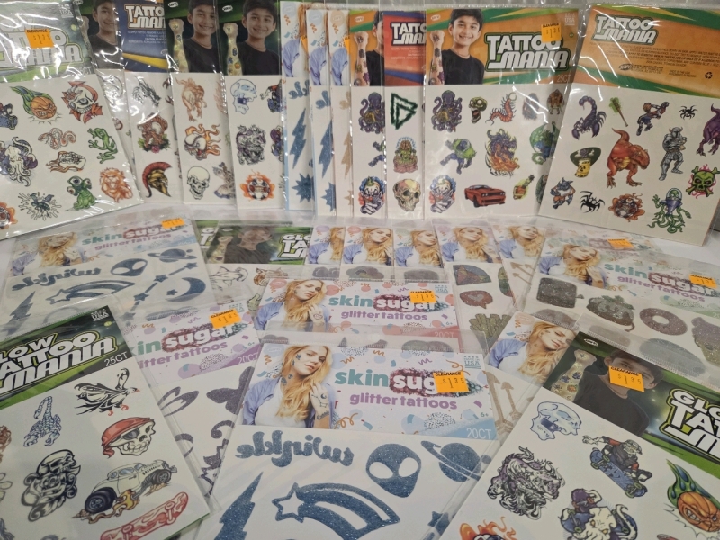 26 New Packs | Skin Sugar & Glow Tattoo Mania Temporary Tattoo Sheets 20-25ct Ea.