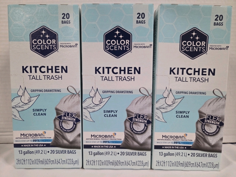 60 New | 2ftx2ft Tall Kitchen Trash Garbage Bags | 3 Packs ttl.