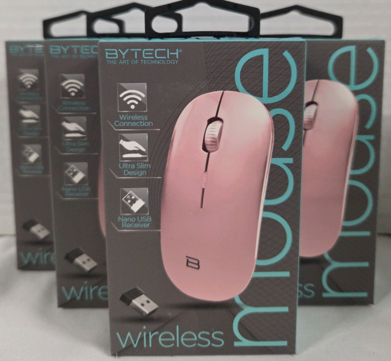 4 New | BYTECH Wireless Computer Mice | Ultra Slim Design, Nano USB Receiver