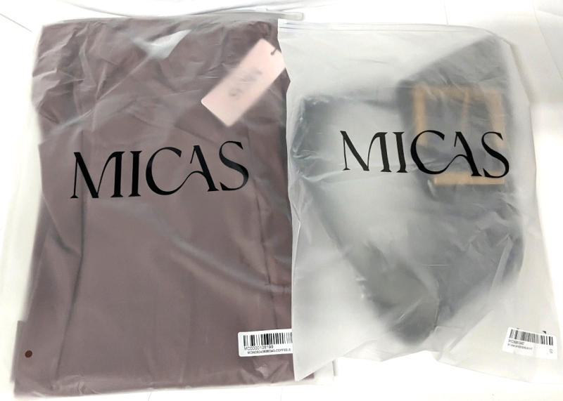 2 New Size Small Women's MICAS : Faux Leather Bustier Slip Midi Dress (Coffee) & Faux Leather Wide Waist Corset Belt | Retails Over $90!