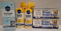 5 New | 2 Laundry & Office Medium Trash Packets, 1 Kitchen Tall Trash box & 2 Doggy Poopy Bags boxes