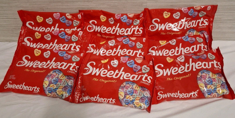 9 New Sweethearts Candy Packets | Net WT 5oz each | Measurements: 7.5" X 5.5" each packet | Best Before - 10/28/2027