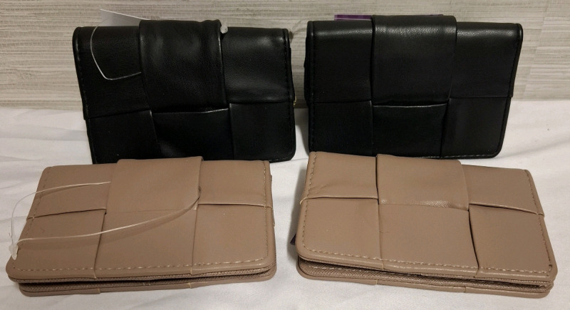 4 New Wallets | Material: PU Leather | Measurements: 4.8" X 3.5" (Folded) each