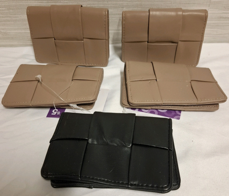 5 New Wallets | Material: PU Leather | Measurements: 4.8" X 3.5" (Folded) each