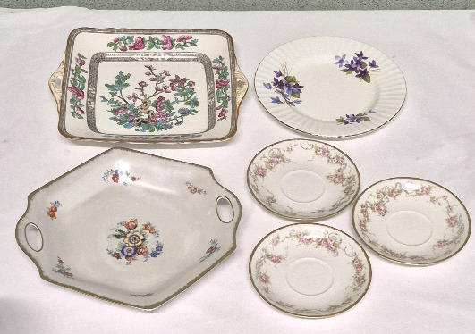 6 Floral Collectible Plates - Limoges, Bavaria, & England Largest Plate 10"